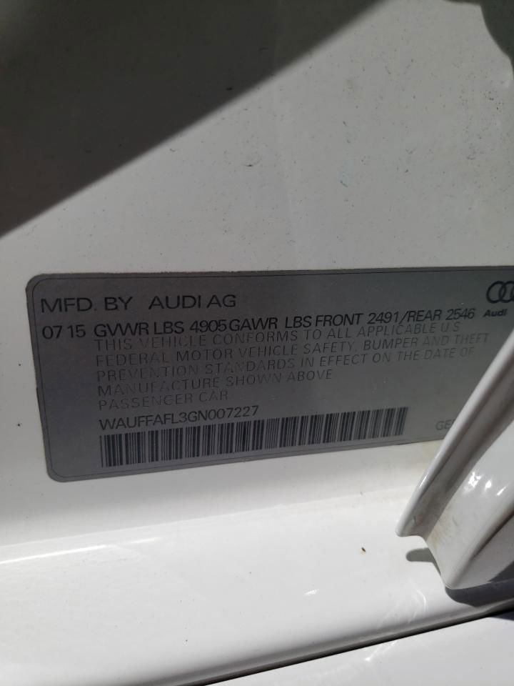 2016 Audi A4 Premium Plus S-line White vin: WAUFFAFL3GN007227