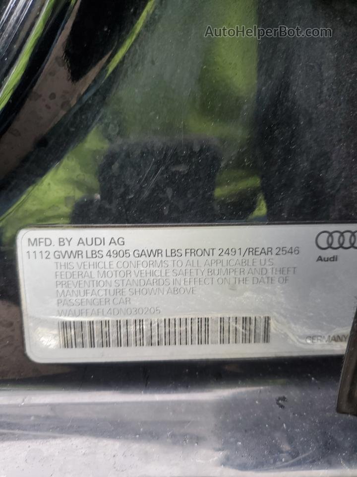 2013 Audi A4 Premium Plus Black vin: WAUFFAFL4DN030205