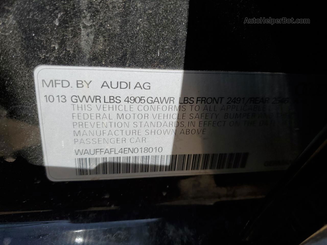 2014 Audi A4 Premium Plus Black vin: WAUFFAFL4EN018010