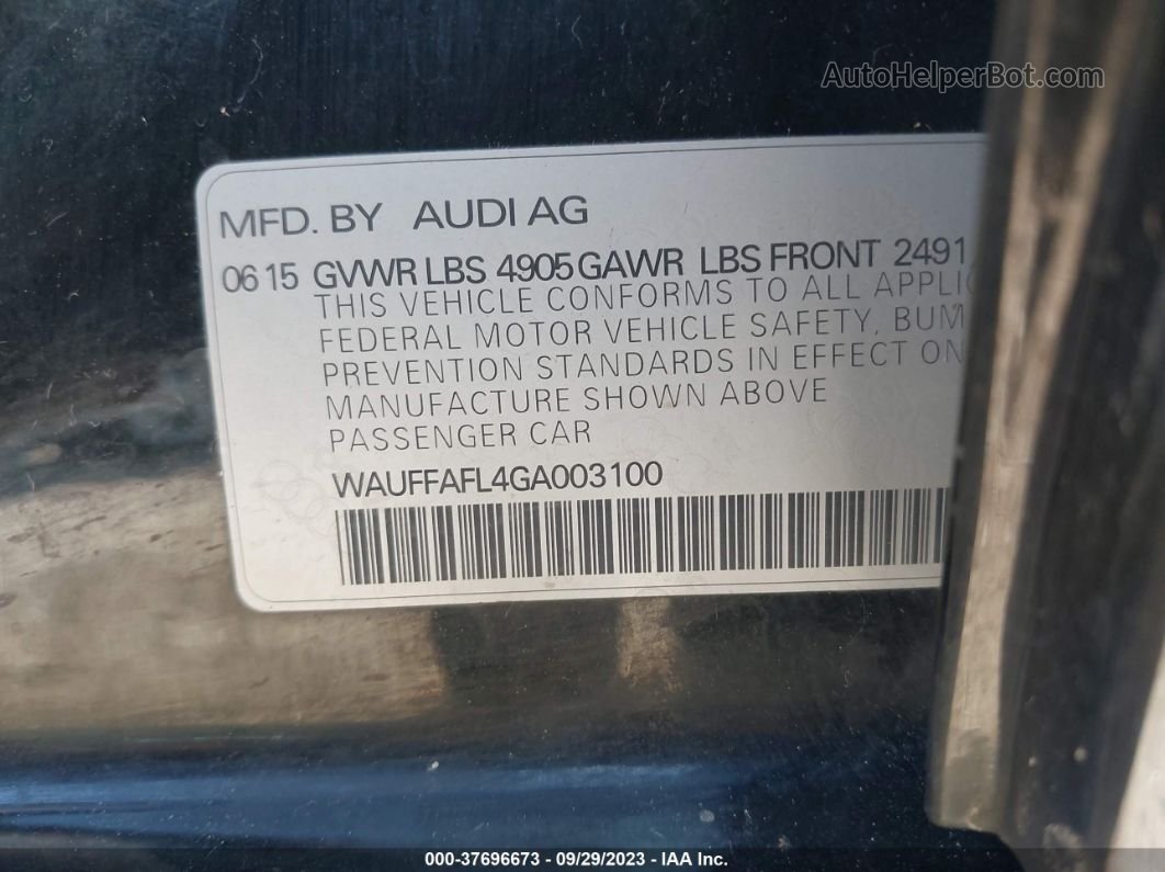 2016 Audi A4 Premium Plus Black vin: WAUFFAFL4GA003100