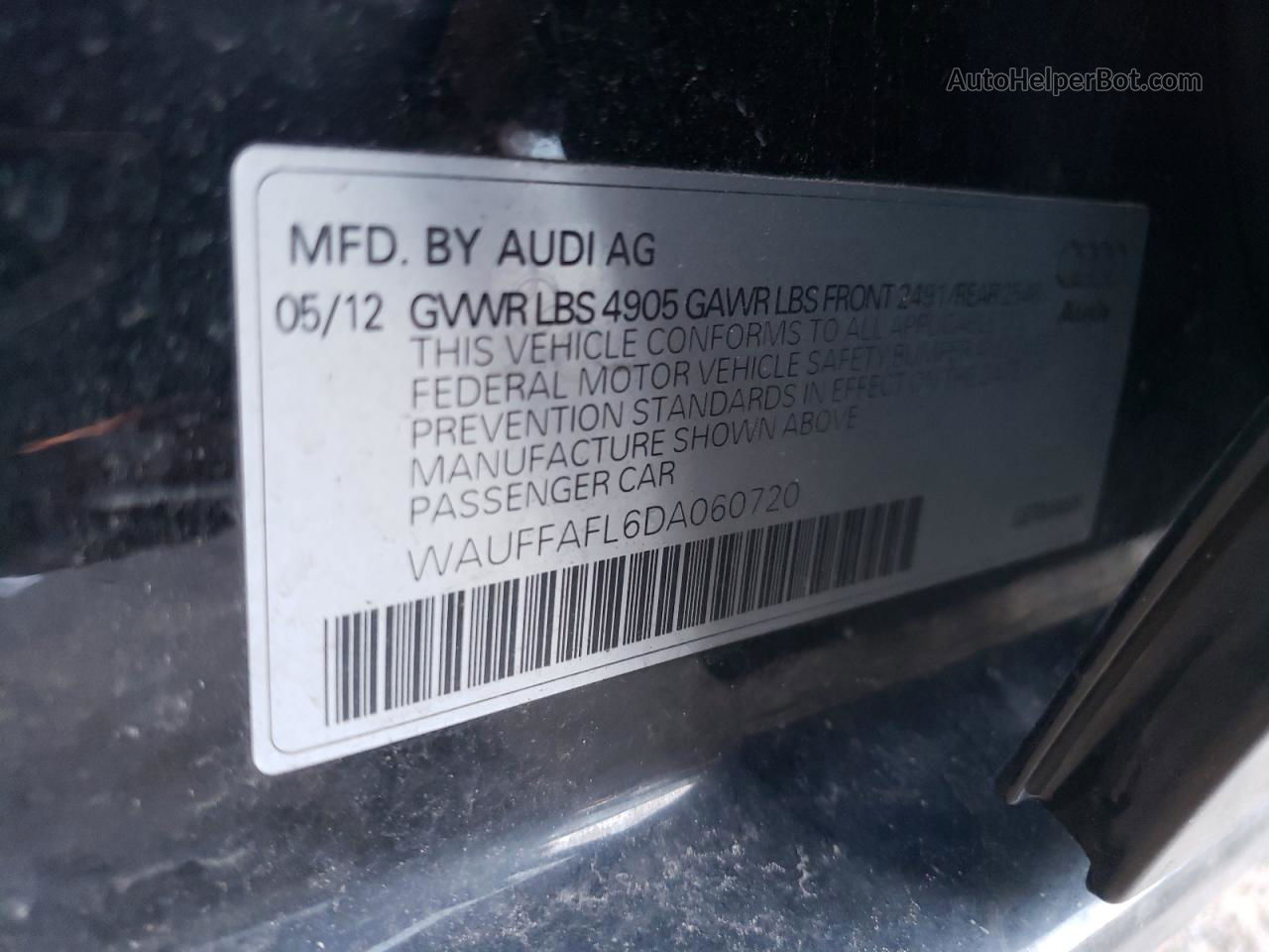 2013 Audi A4 Premium Plus Black vin: WAUFFAFL6DA060720