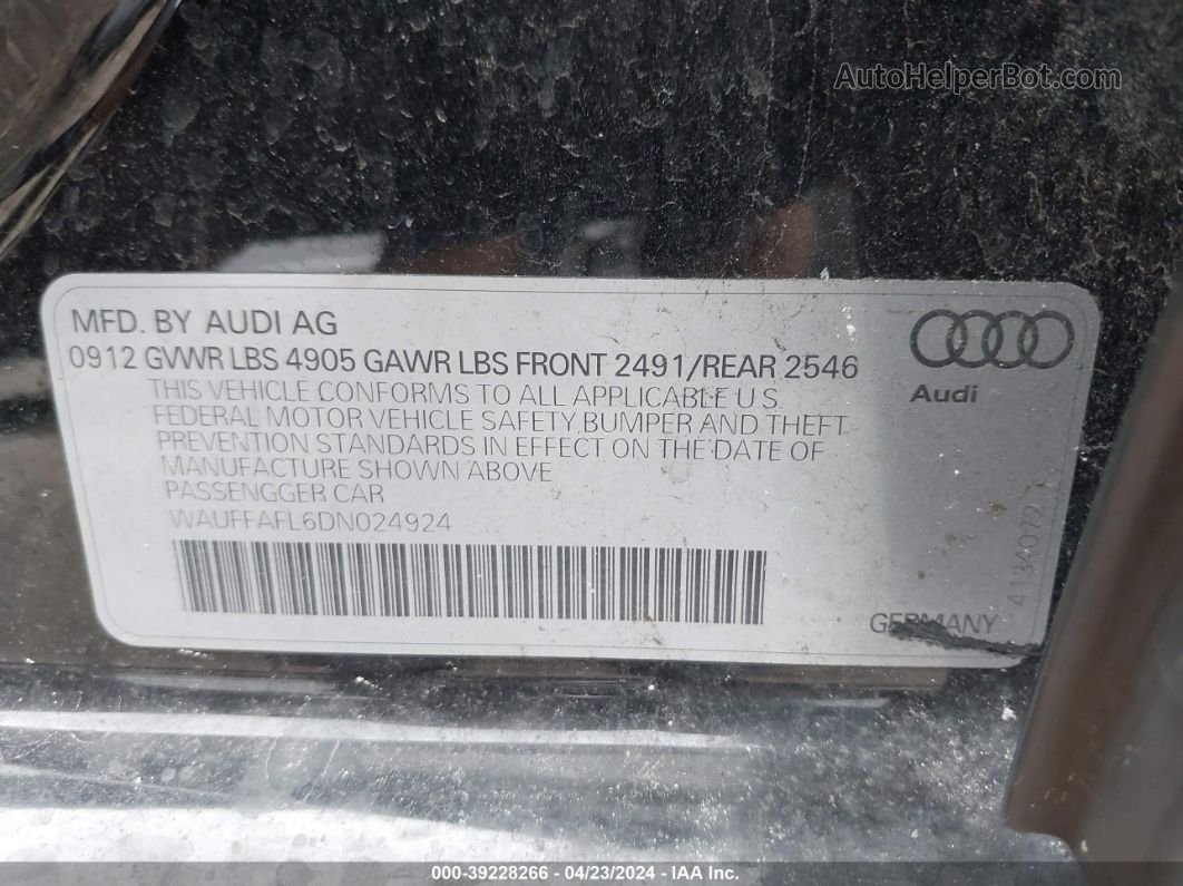 2013 Audi A4 2.0t Premium Черный vin: WAUFFAFL6DN024924