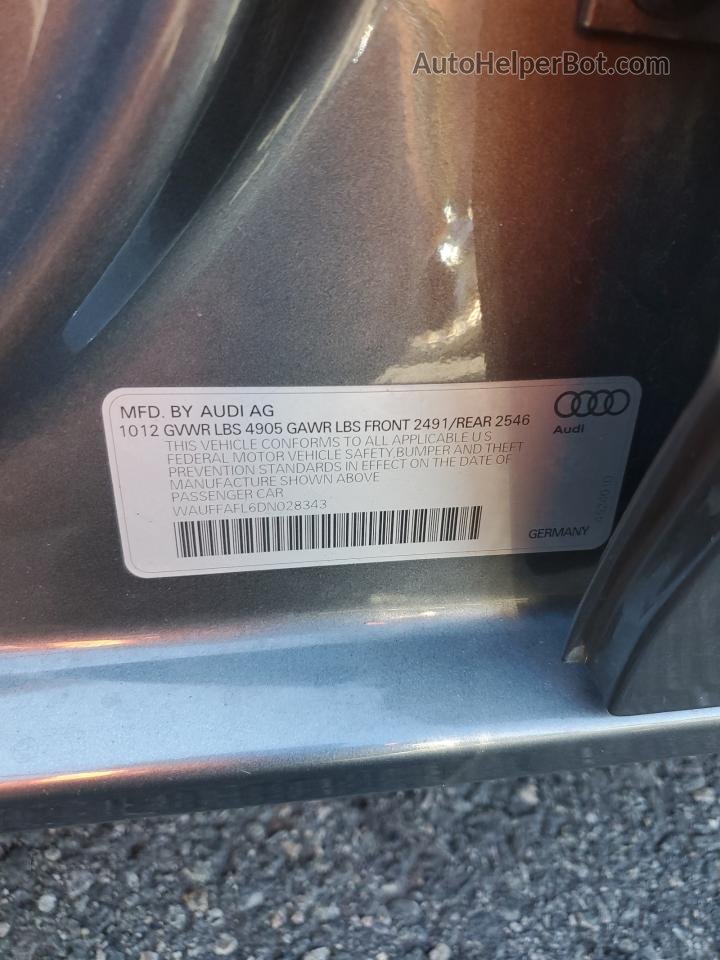 2013 Audi A4 Premium Plus Gray vin: WAUFFAFL6DN028343