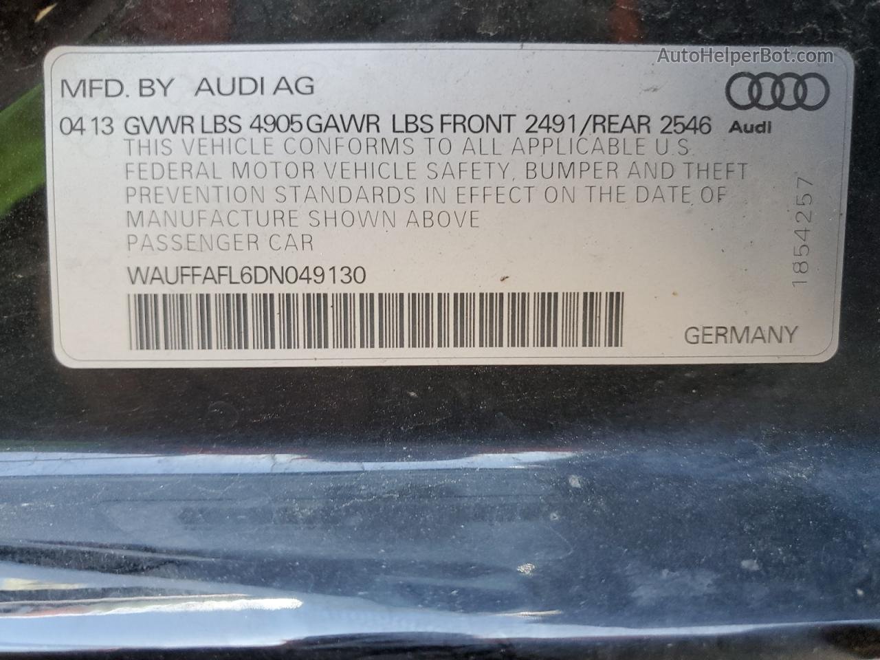2013 Audi A4 Premium Plus Black vin: WAUFFAFL6DN049130