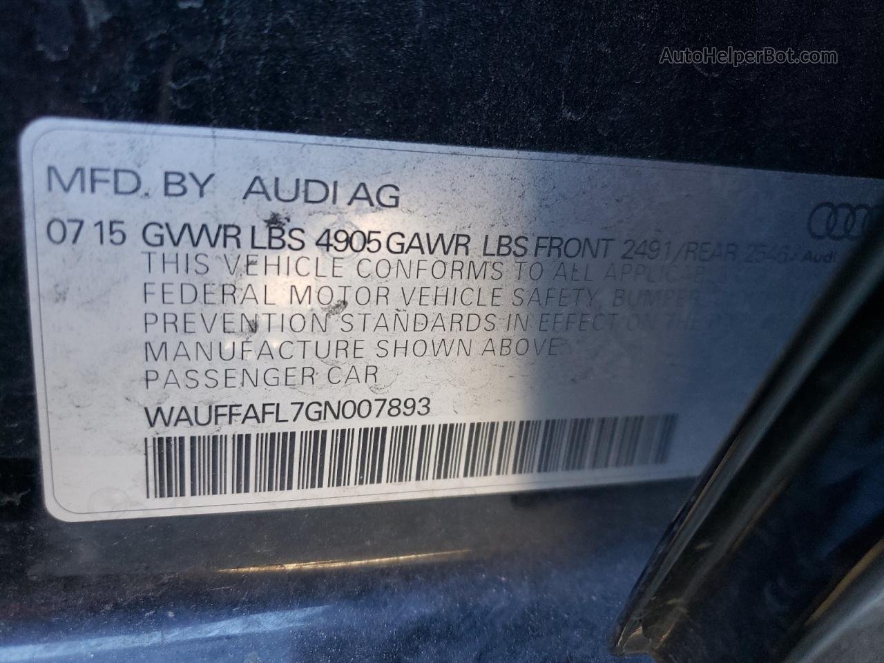 2016 Audi A4 Premium Plus S-line Черный vin: WAUFFAFL7GN007893