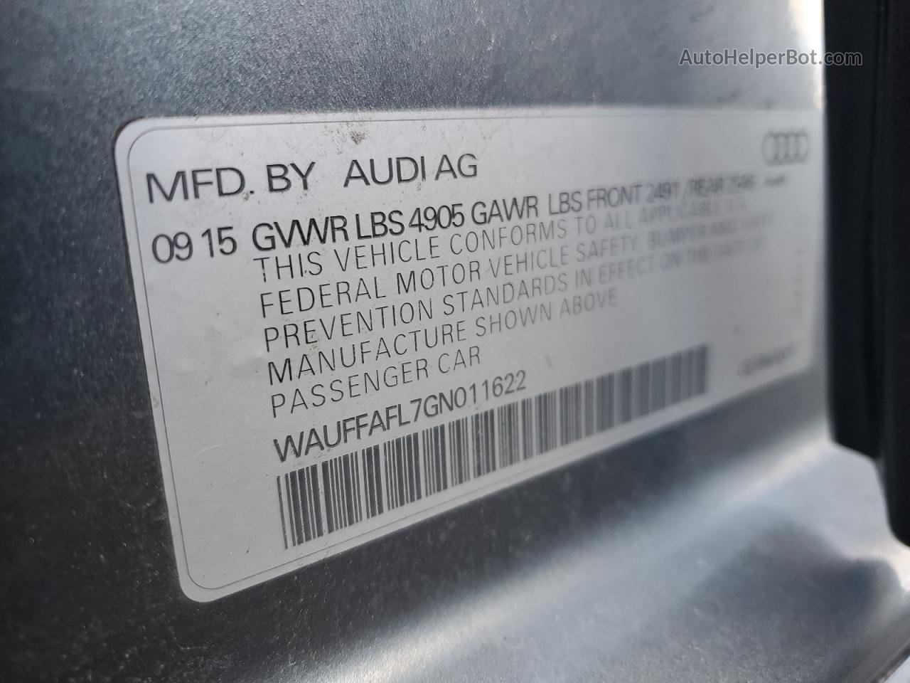 2016 Audi A4 Premium Plus S-line Gray vin: WAUFFAFL7GN011622