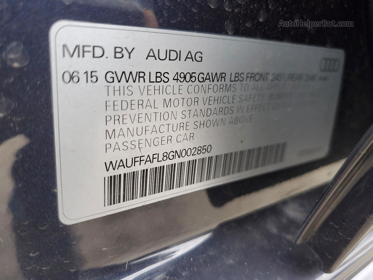 2016 Audi A4 Premium Plus S-line Blue vin: WAUFFAFL8GN002850