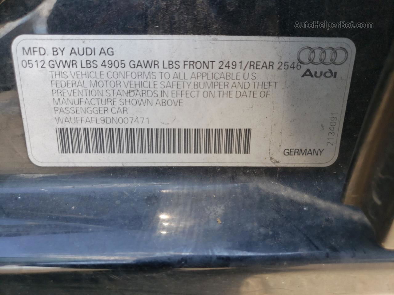 2013 Audi A4 Premium Plus Black vin: WAUFFAFL9DN007471