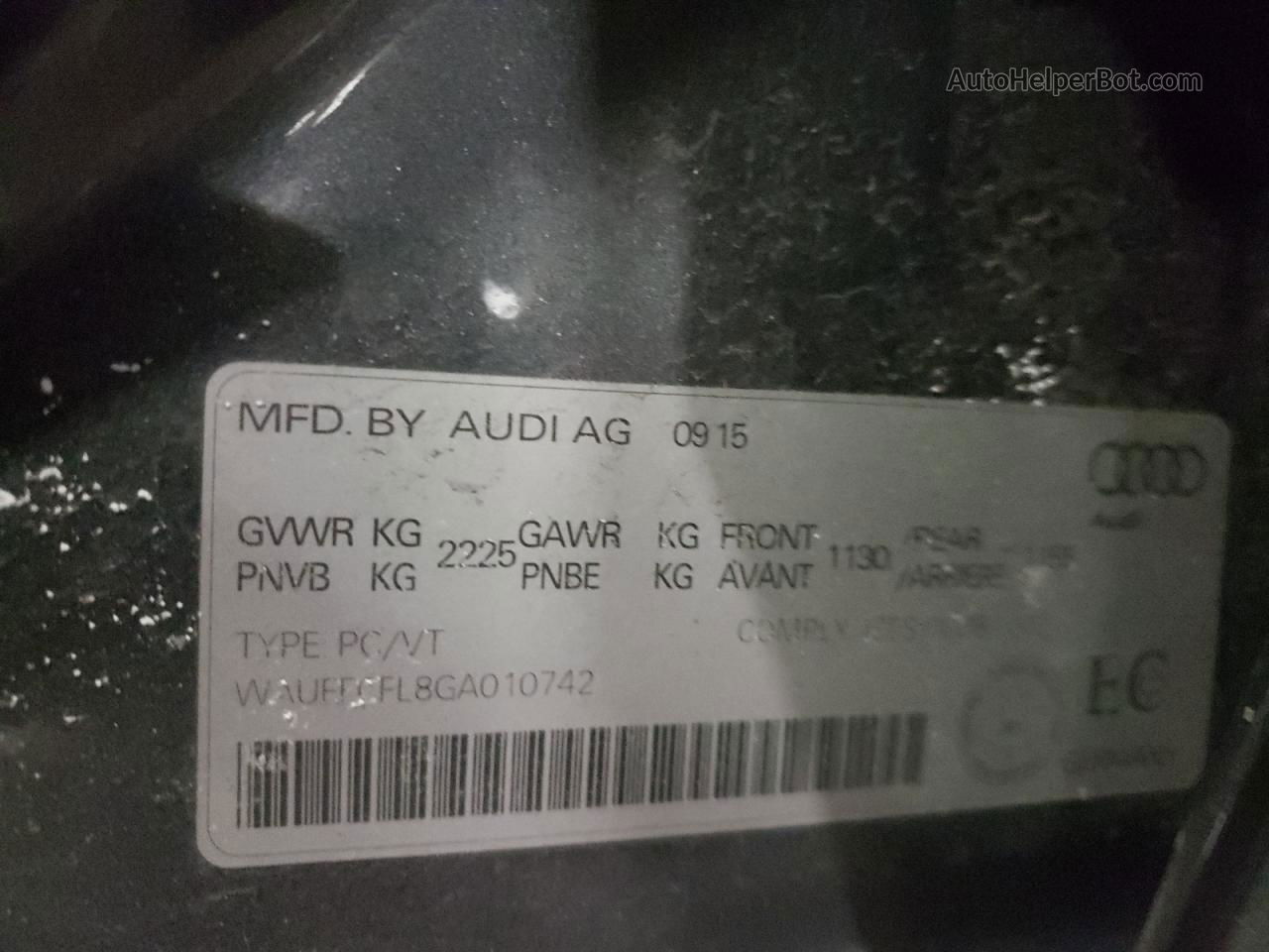 2016 Audi A4 Progressiv Plus Серый vin: WAUFFCFL8GA010742