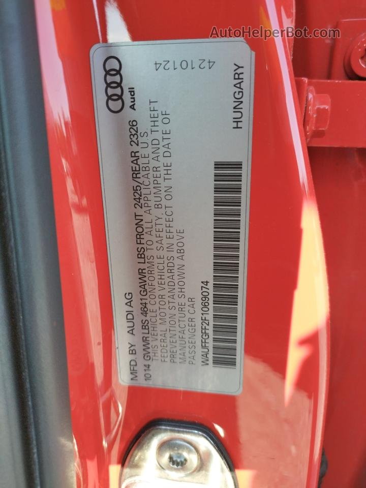 2015 Audi S3 Prestige Red vin: WAUFFGFF2F1069074