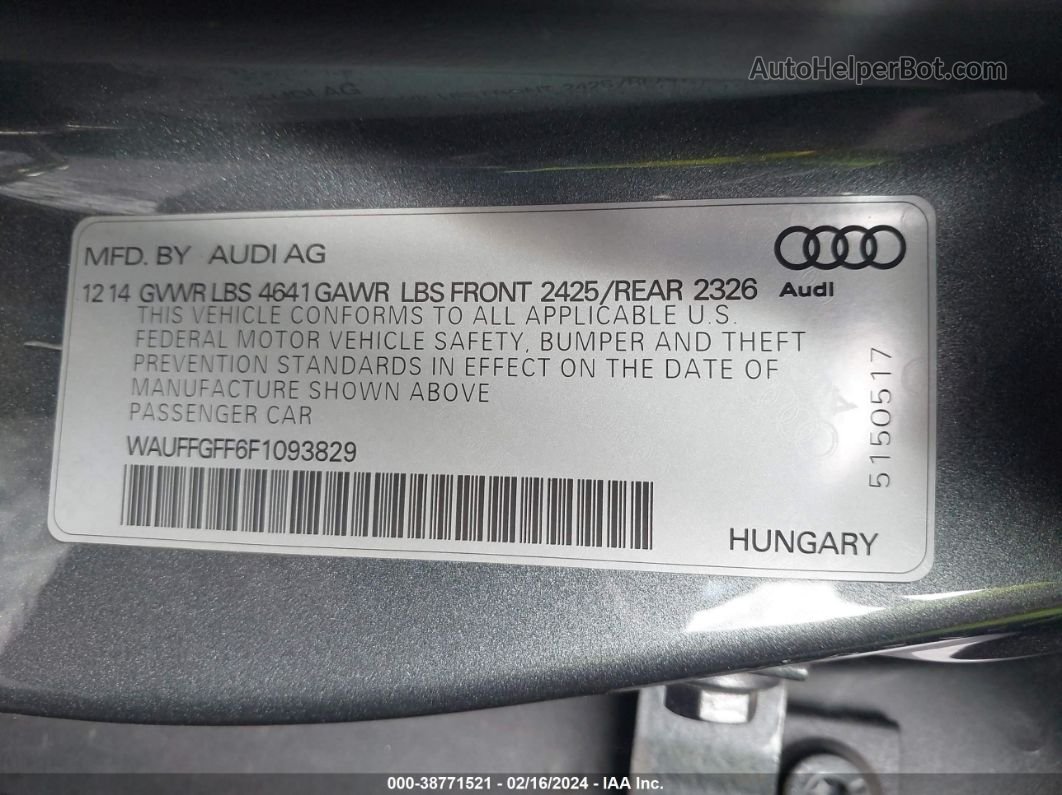 2015 Audi S3 2.0t Premium Plus Серый vin: WAUFFGFF6F1093829