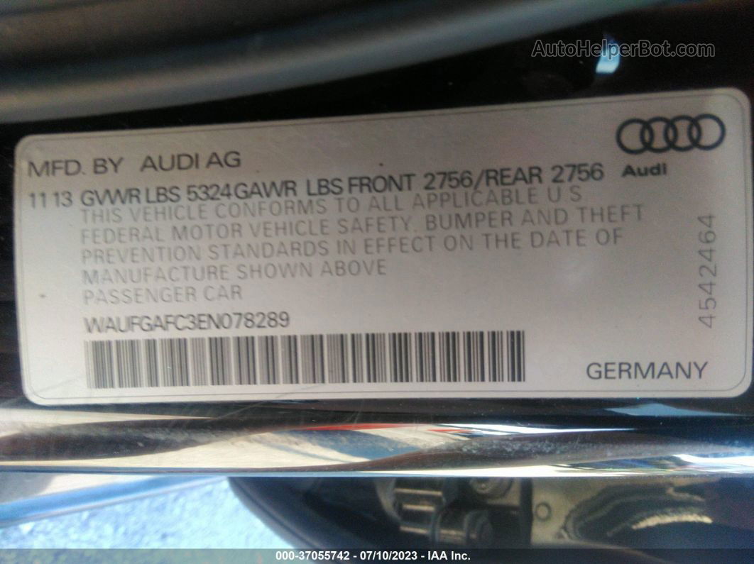 2014 Audi A6 3.0t Premium Plus Black vin: WAUFGAFC3EN078289