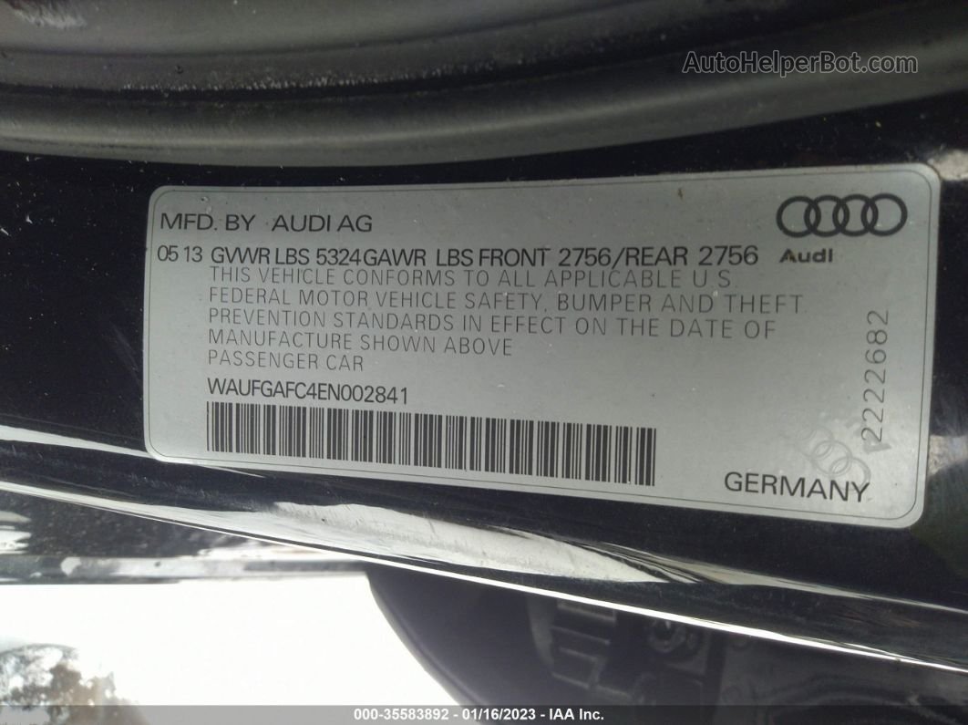 2014 Audi A6 3.0t Premium Plus Black vin: WAUFGAFC4EN002841