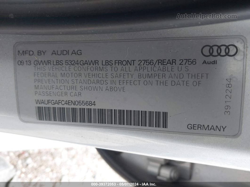 2014 Audi A6 3.0t Premium Plus Серебряный vin: WAUFGAFC4EN055684