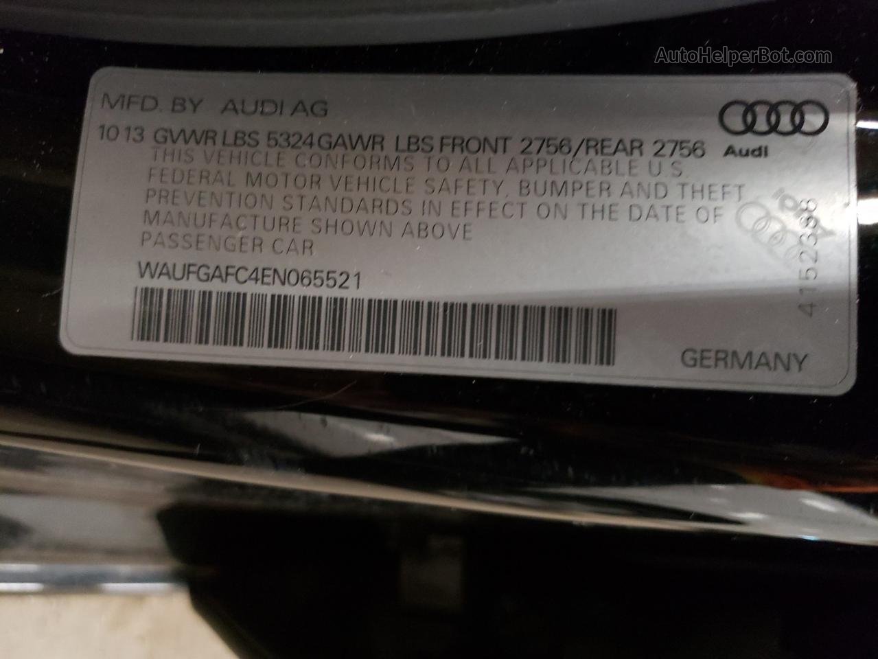 2014 Audi A6 Premium Plus Black vin: WAUFGAFC4EN065521