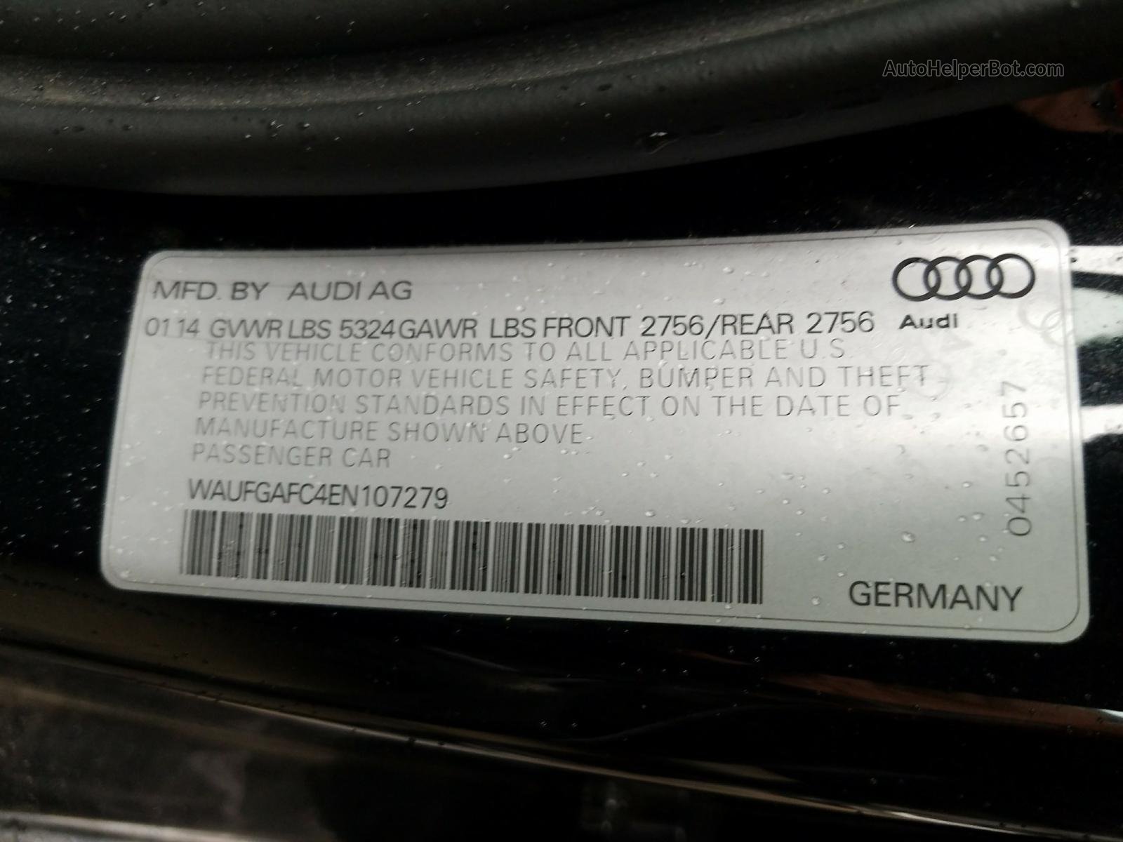 2014 Audi A6 Premium Plus Black vin: WAUFGAFC4EN107279