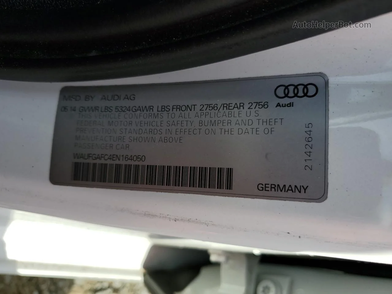 2014 Audi A6 Premium Plus White vin: WAUFGAFC4EN164050