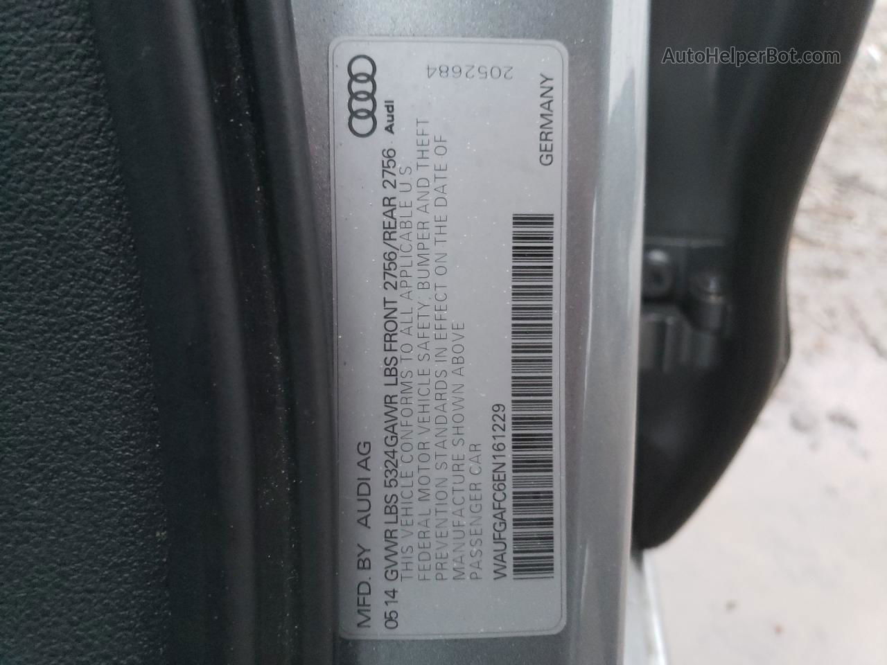 2014 Audi A6 Premium Plus Серый vin: WAUFGAFC6EN161229