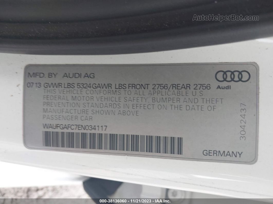 2014 Audi A6 3.0t Premium Plus Белый vin: WAUFGAFC7EN034117