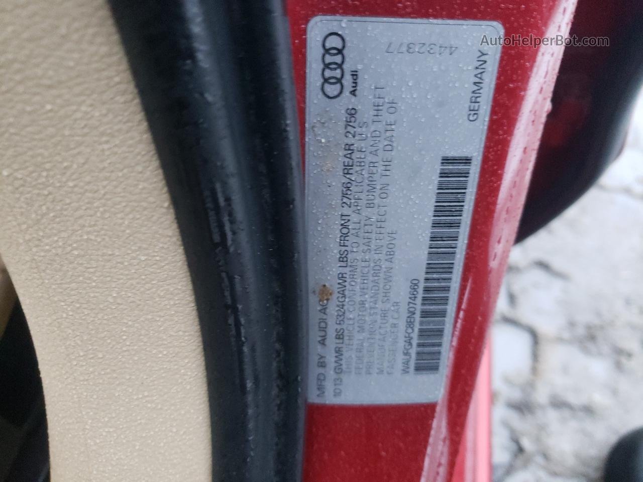 2014 Audi A6 Premium Plus Красный vin: WAUFGAFC8EN074660