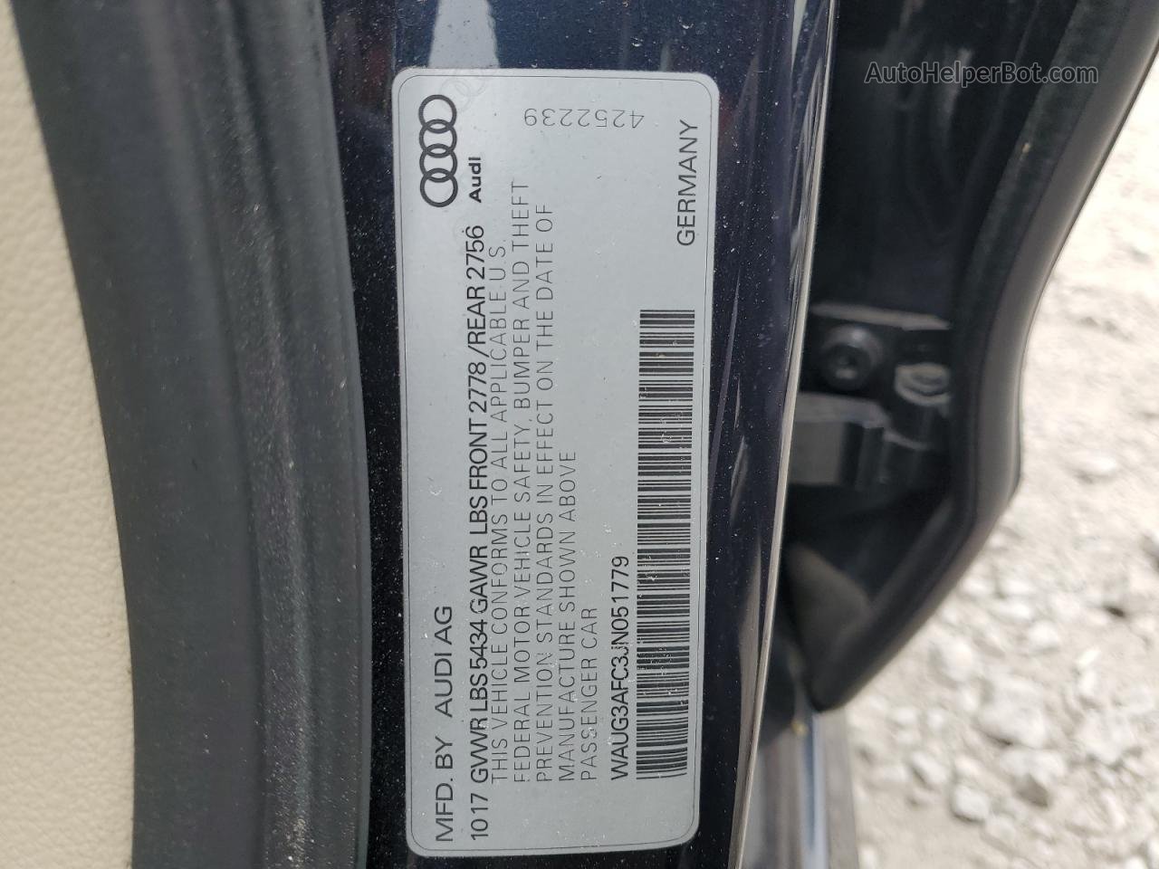 2018 Audi A6 Premium Plus Blue vin: WAUG3AFC3JN051779