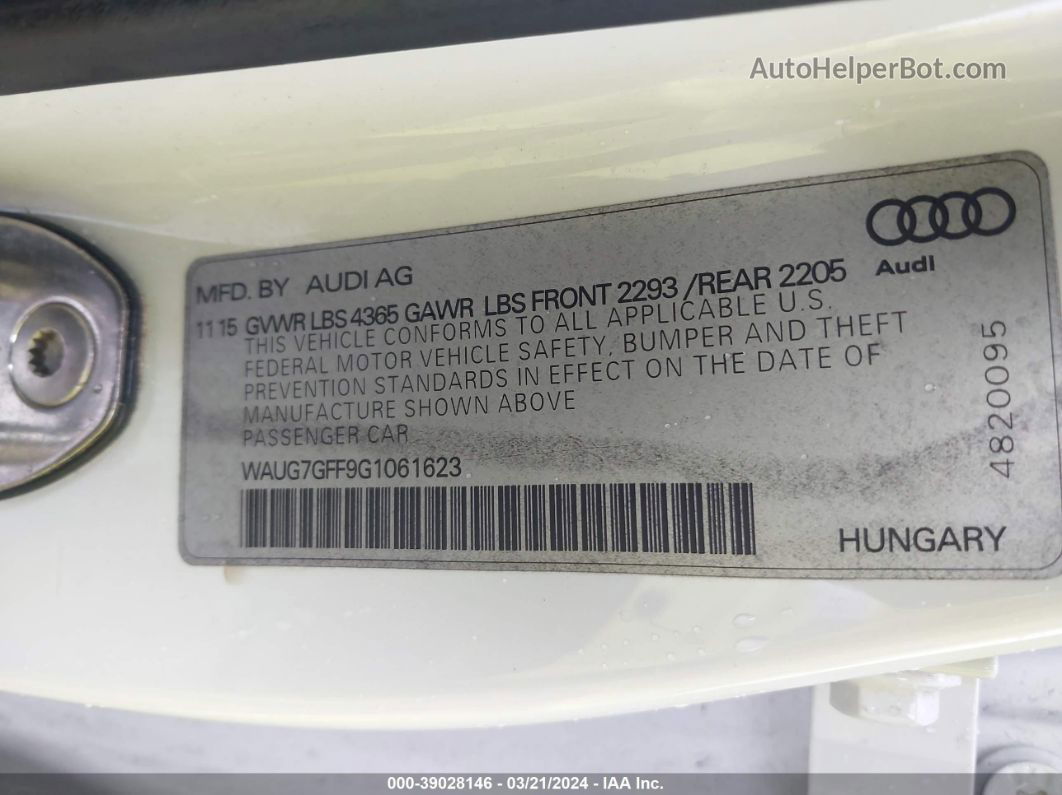 2016 Audi A3 1.8t Premium Белый vin: WAUG7GFF9G1061623