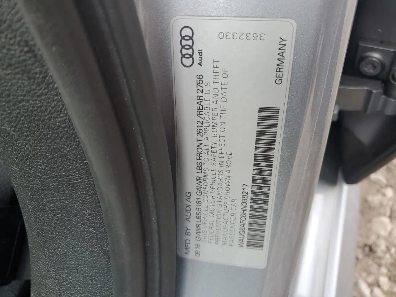 2017 Audi A6 Premium Plus Silver vin: WAUG8AFC6HN039217