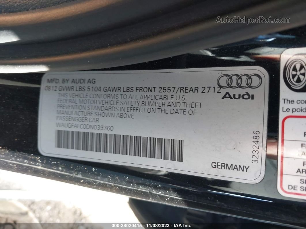 2013 Audi A6 2.0t Premium Черный vin: WAUGFAFC0DN039360