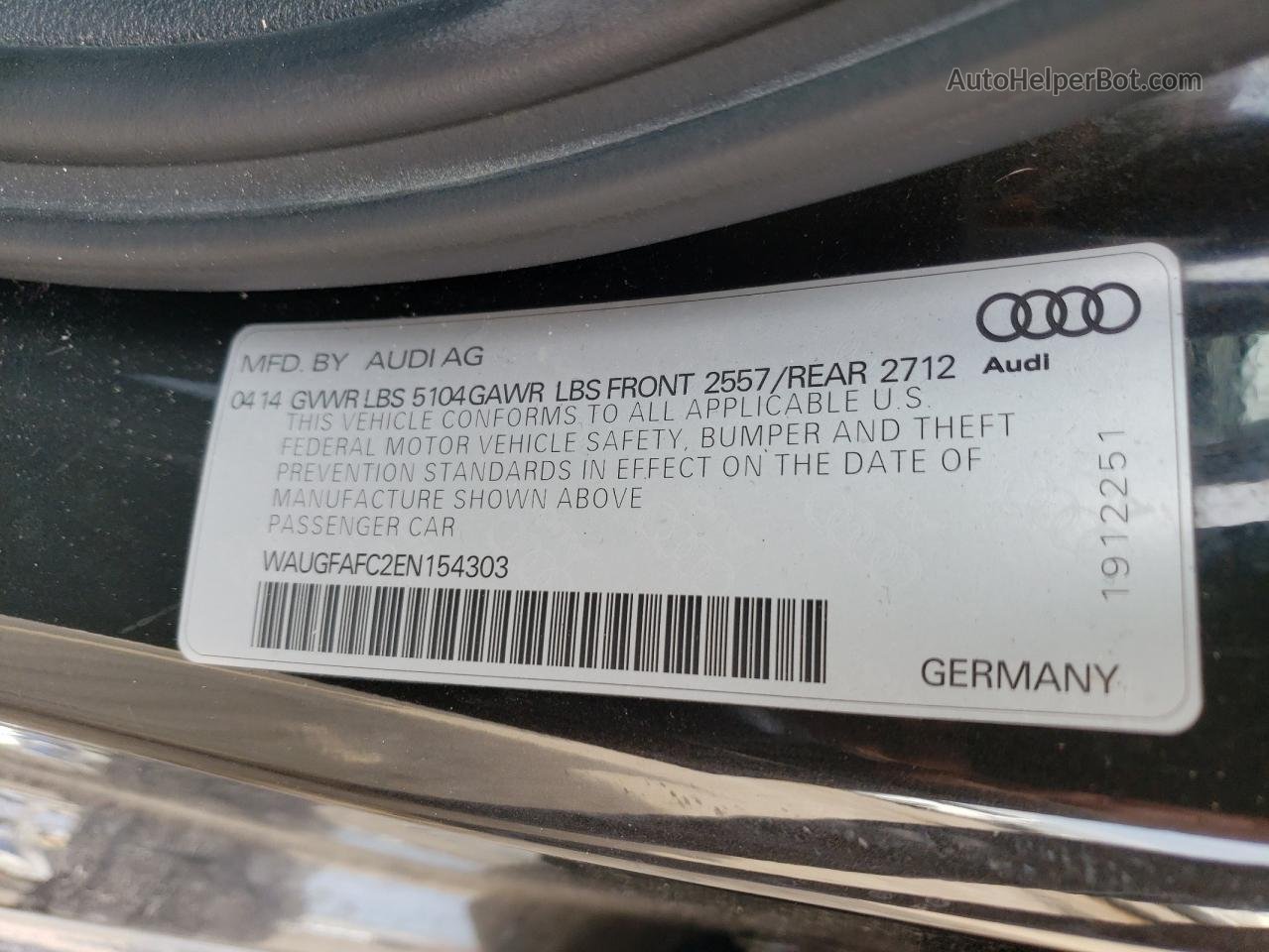2014 Audi A6 Premium Plus Черный vin: WAUGFAFC2EN154303
