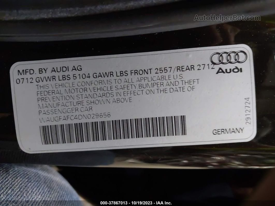 2013 Audi A6 2.0t Premium Plus Black vin: WAUGFAFC4DN029656