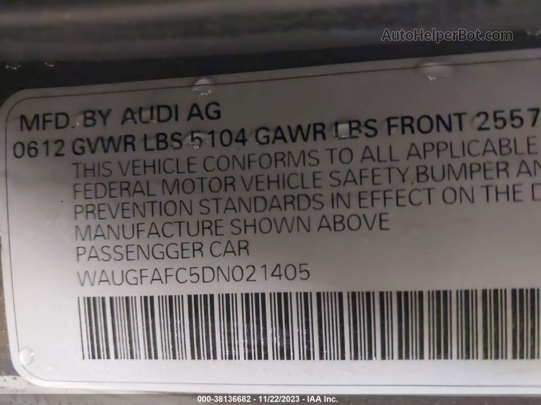 2013 Audi A6 2.0t Premium Gray vin: WAUGFAFC5DN021405