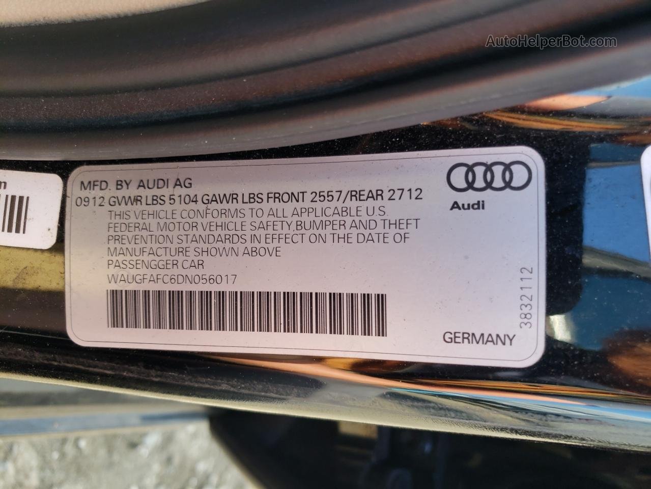 2013 Audi A6 Premium Plus Black vin: WAUGFAFC6DN056017