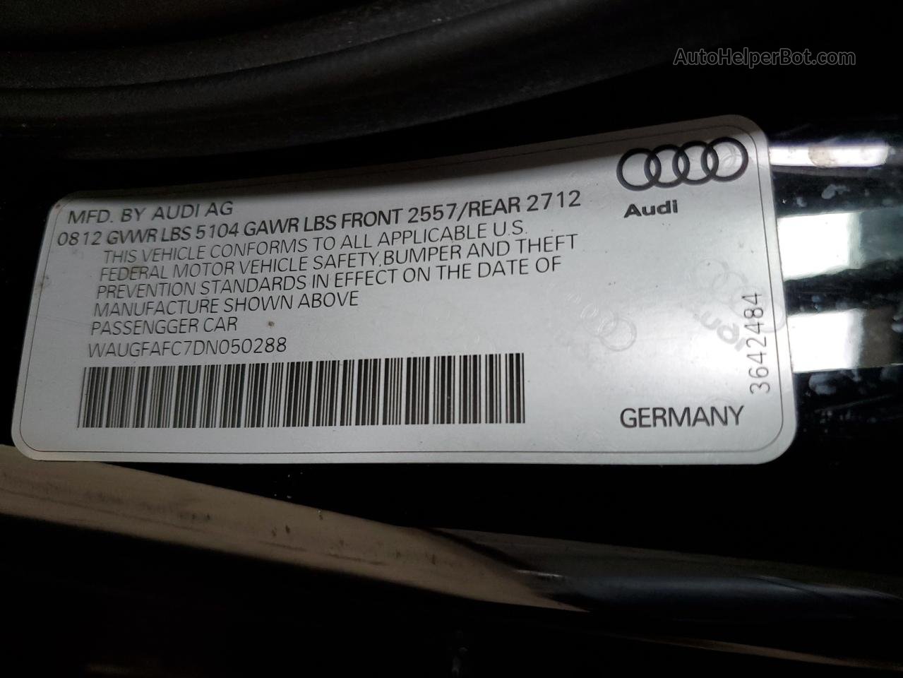 2013 Audi A6 Premium Plus Черный vin: WAUGFAFC7DN050288