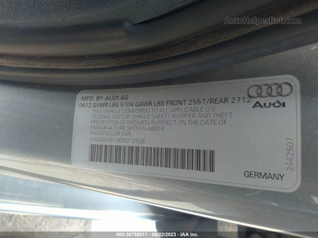 2013 Audi A6 2.0t Premium Plus Silver vin: WAUGFAFC9DN012528