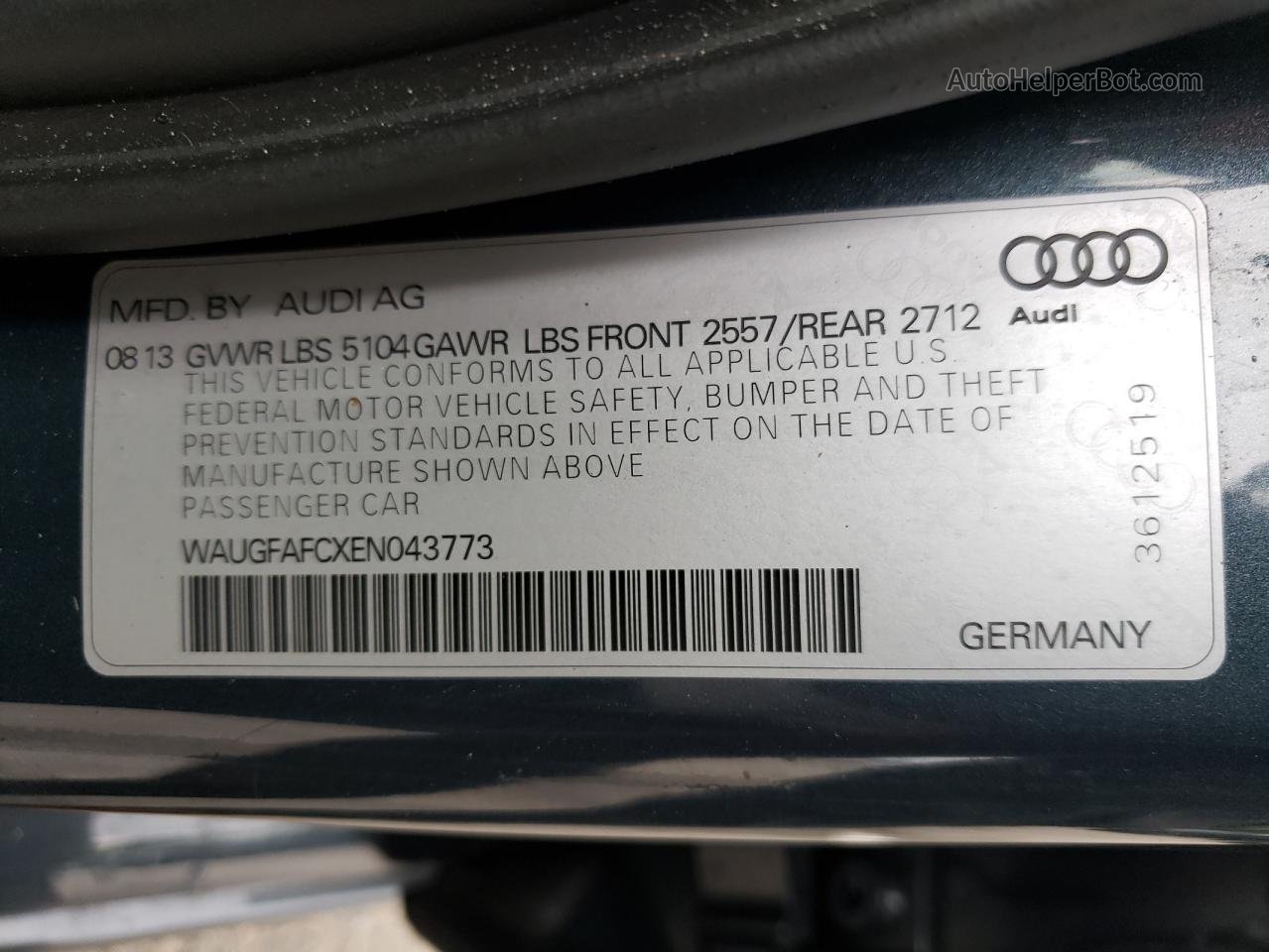 2014 Audi A6 Premium Plus Gray vin: WAUGFAFCXEN043773