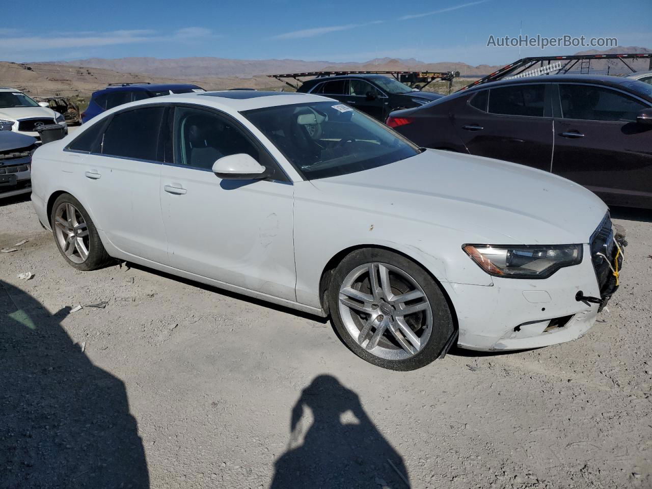 2014 Audi A6 Premium Plus White vin: WAUGFAFCXEN080953