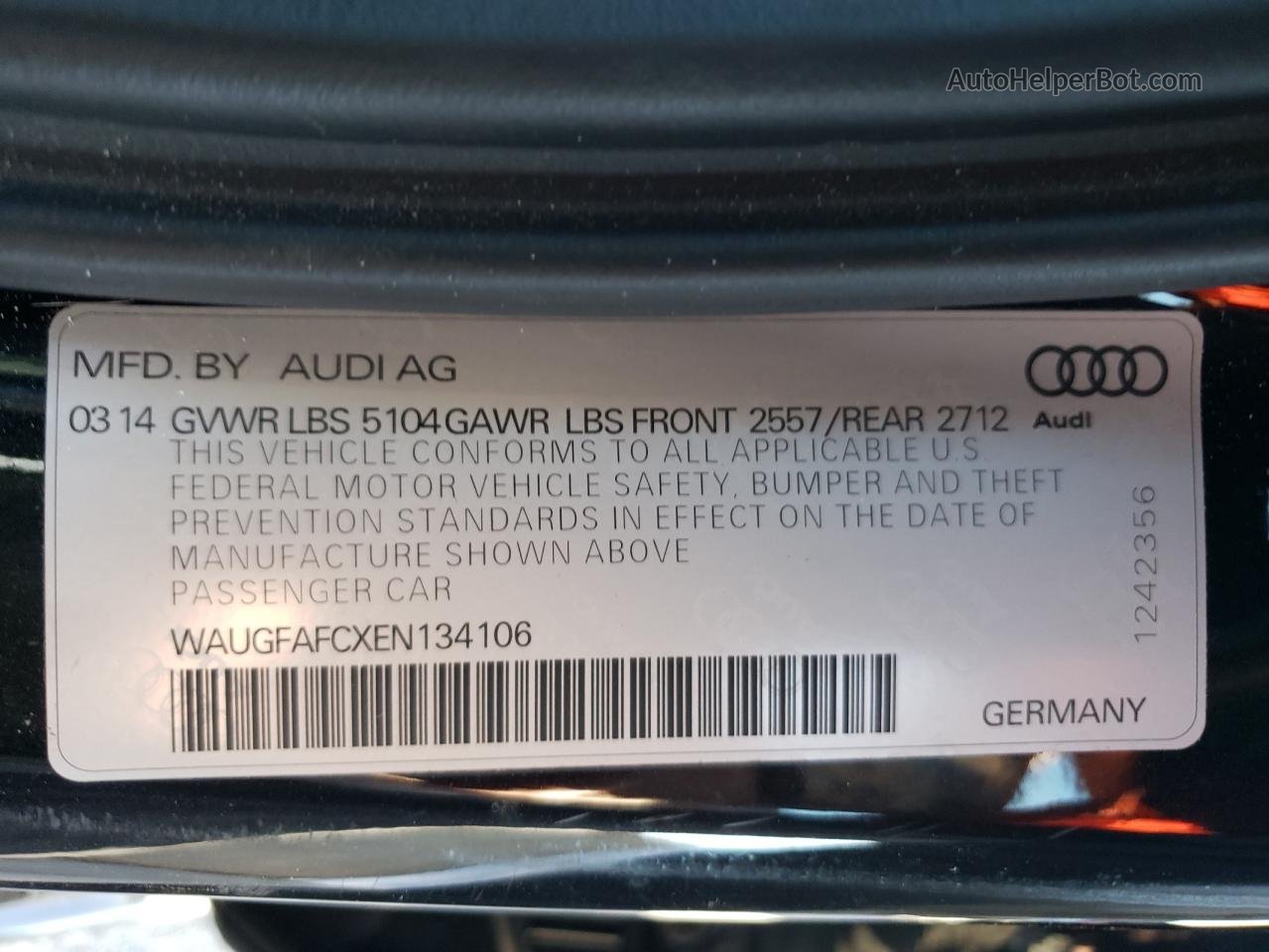 2014 Audi A6 Premium Plus Черный vin: WAUGFAFCXEN134106