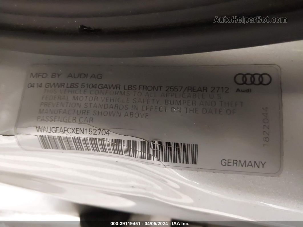 2014 Audi A6 2.0t Premium Silver vin: WAUGFAFCXEN152704