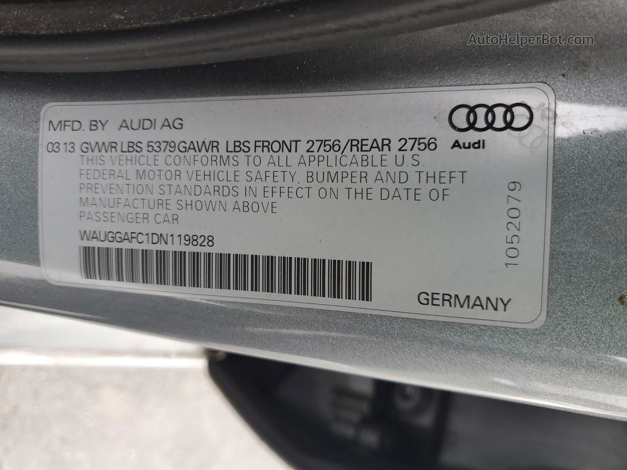 2013 Audi A6 Premium Plus Gray vin: WAUGGAFC1DN119828