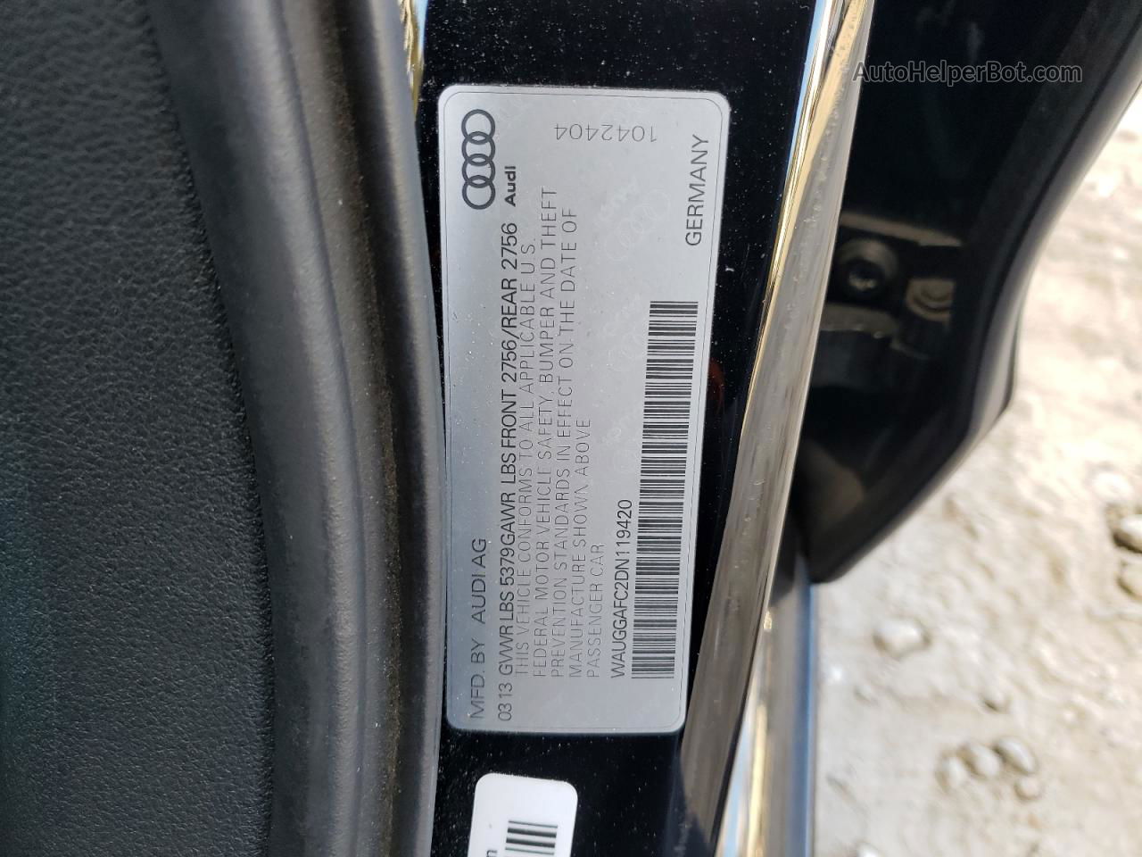 2013 Audi A6 Premium Plus Черный vin: WAUGGAFC2DN119420