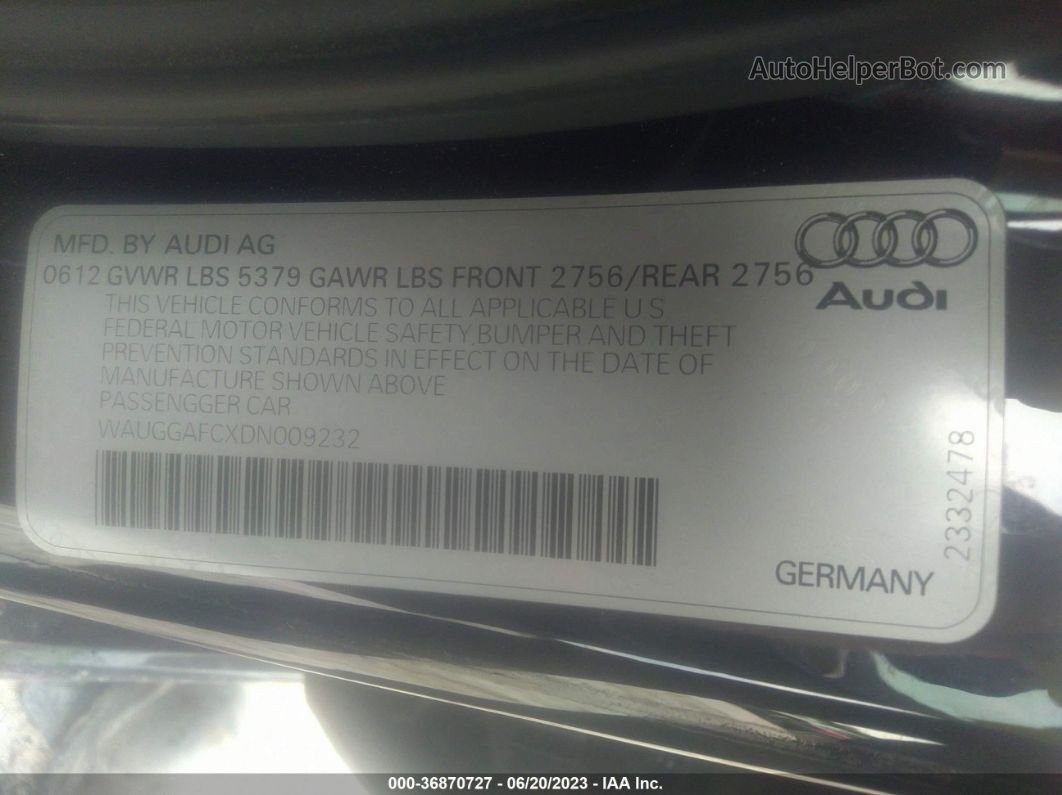 2013 Audi A6 3.0t Premium Plus Black vin: WAUGGAFCXDN009232