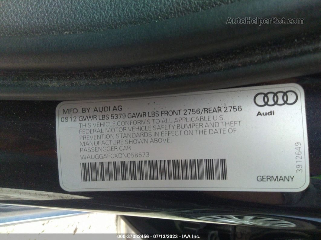 2013 Audi A6 3.0t Premium Dark Blue vin: WAUGGAFCXDN058673