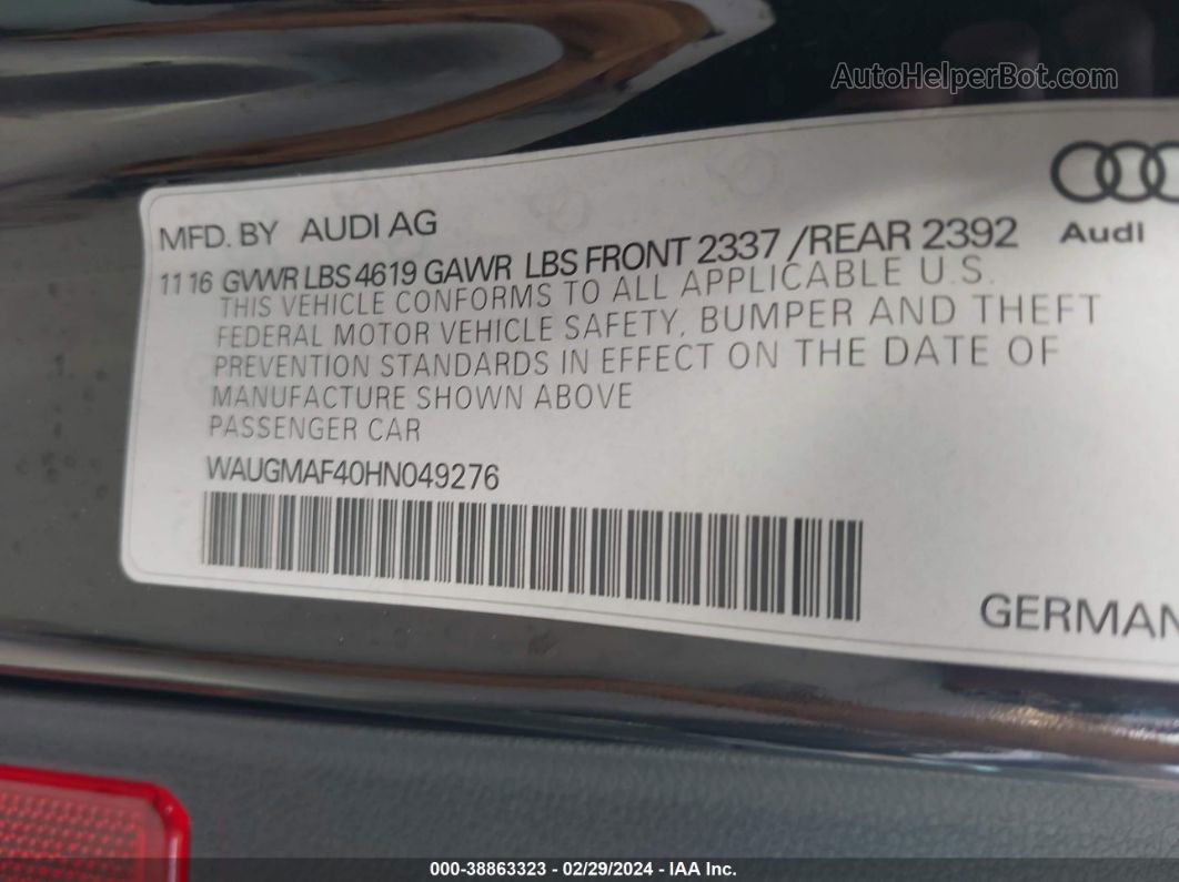 2017 Audi A4 2.0t Ultra Premium Черный vin: WAUGMAF40HN049276