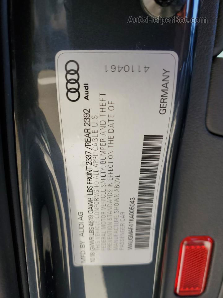 2019 Audi A4 Premium Gray vin: WAUGMAF41KA005043
