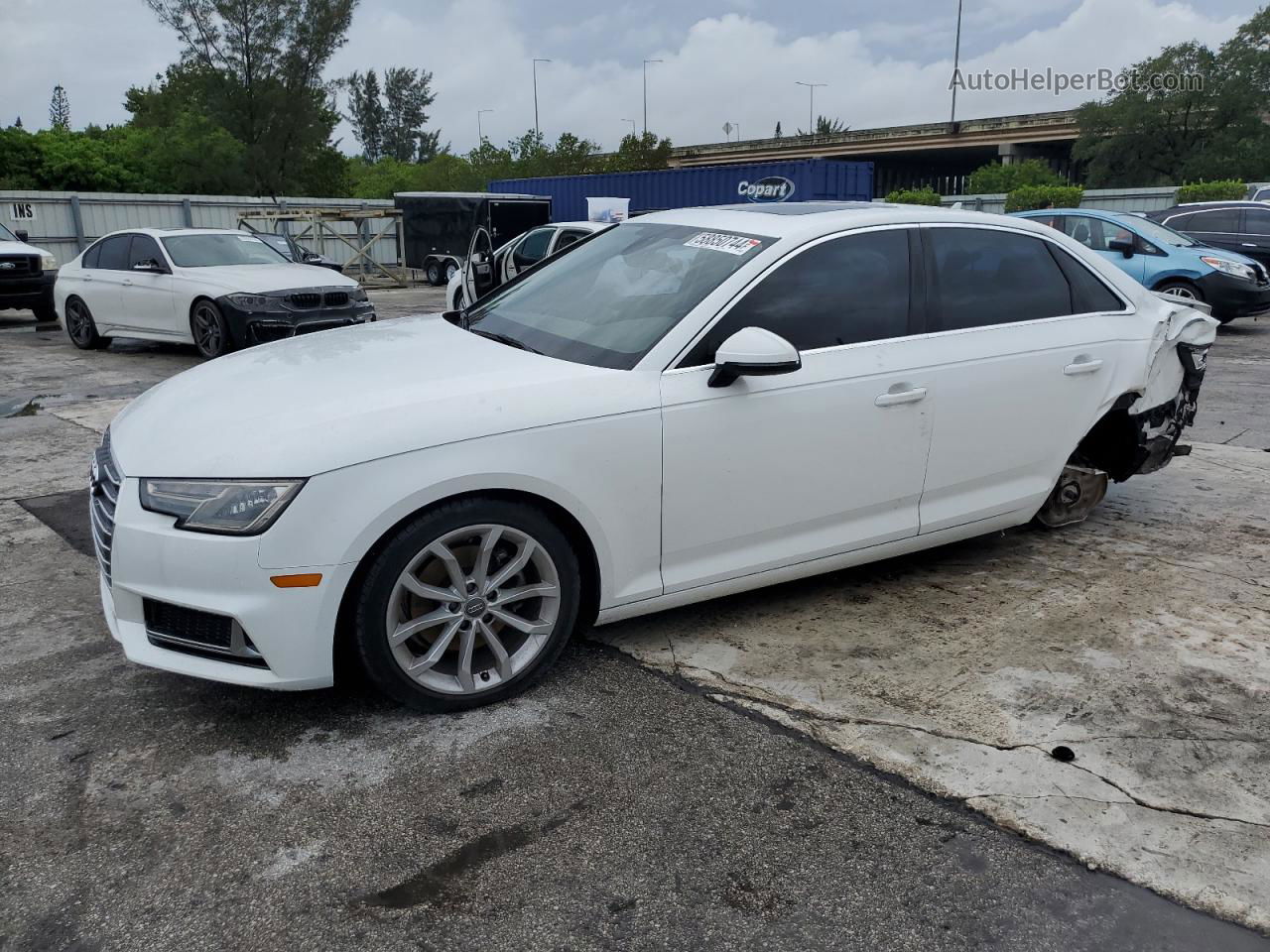 2019 Audi A4 Premium White vin: WAUGMAF41KN002121