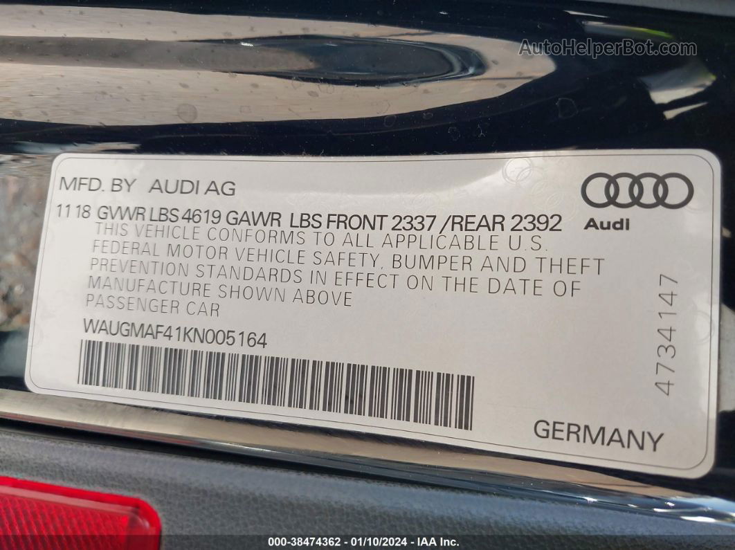2019 Audi A4 40 Premium/40 Titanium Premium Black vin: WAUGMAF41KN005164