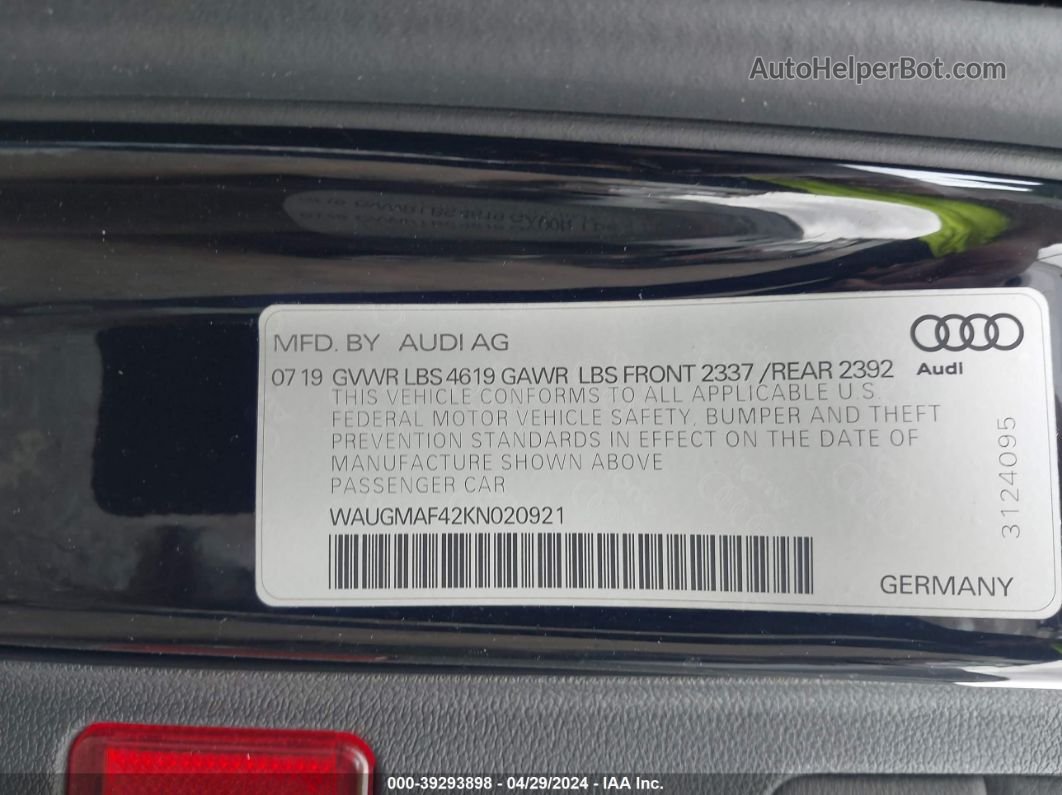 2019 Audi A4 40 Premium/40 Titanium Premium Черный vin: WAUGMAF42KN020921