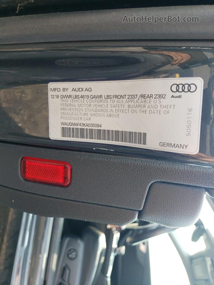 2019 Audi A4 Premium Gray vin: WAUGMAF43KA035094