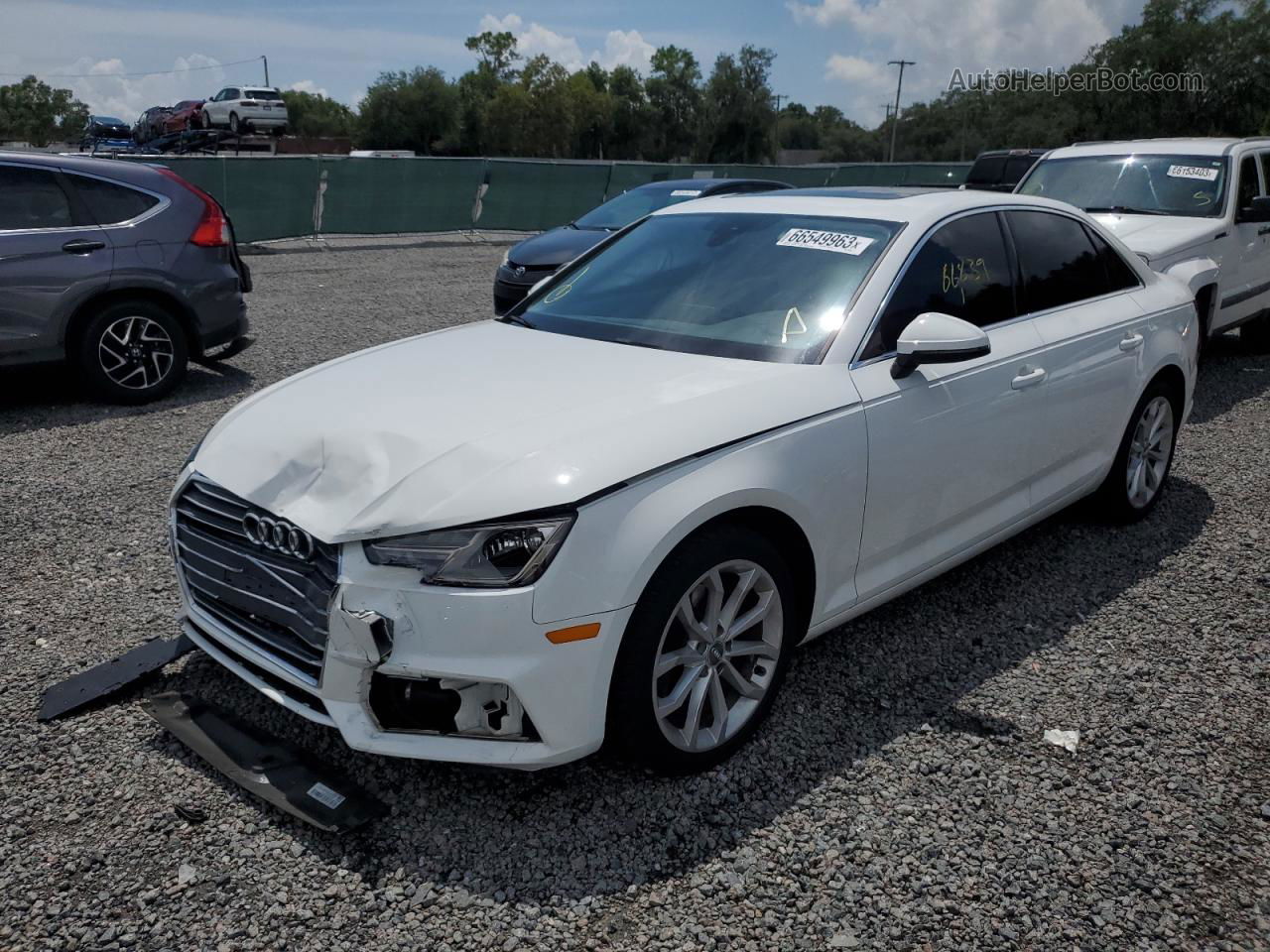 2019 Audi A4 Premium White vin: WAUGMAF43KN006672