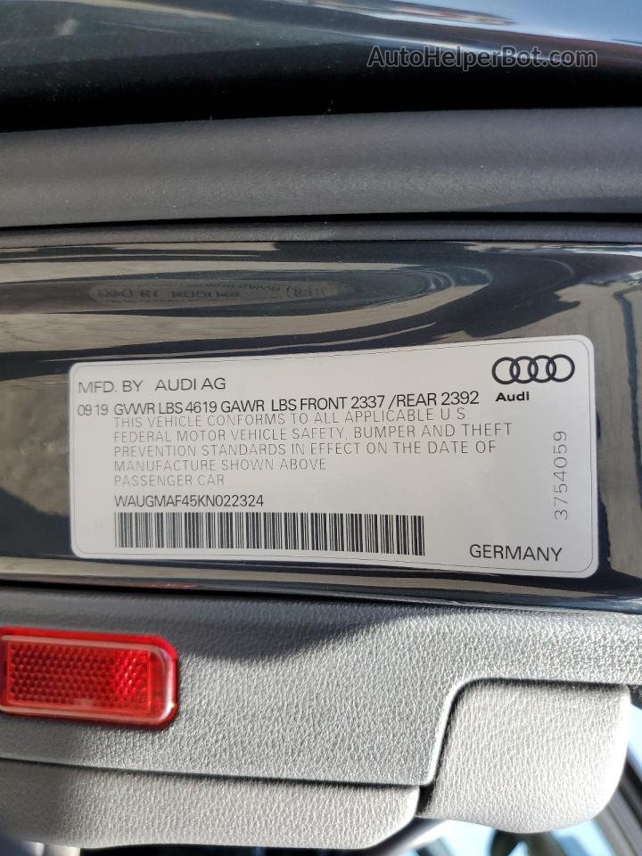 2019 Audi A4 Premium Gray vin: WAUGMAF45KN022324
